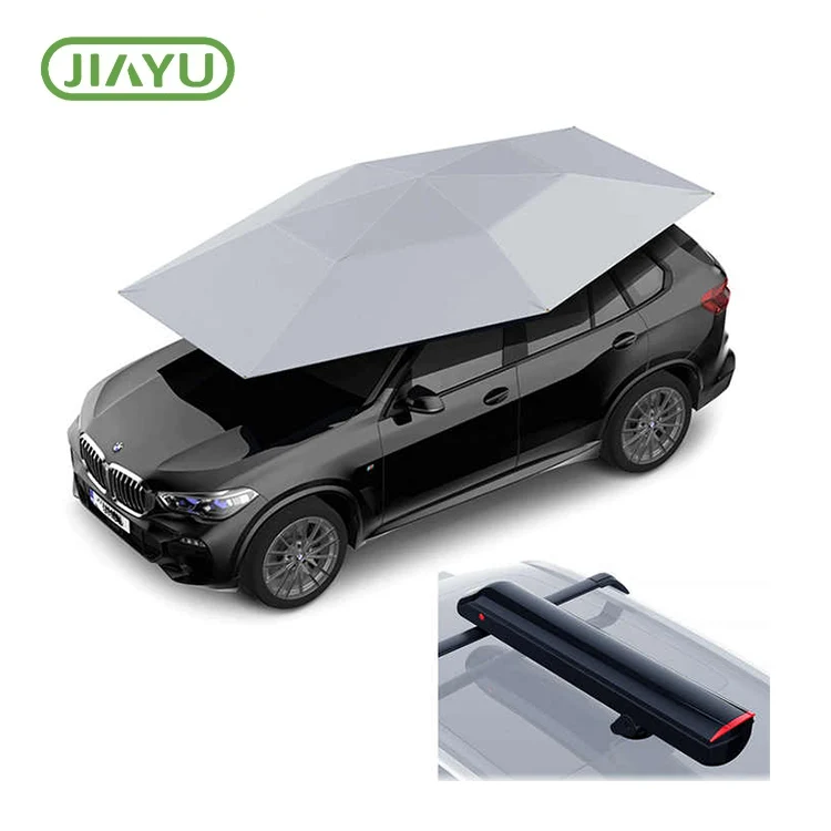 Como um guarda-chuva de barraca de carro remoto automático protege os veículos do sol e de detritos externos?